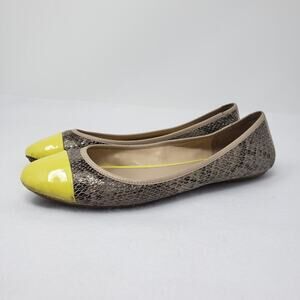 Banana Republic Leather Snake Skin Leather Cap Toe Ballet Flats Size 9.5
